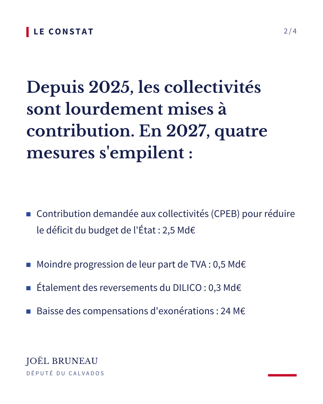 Le constat : quatre mesures s'empilent sur les finances des collectivités en 2027.