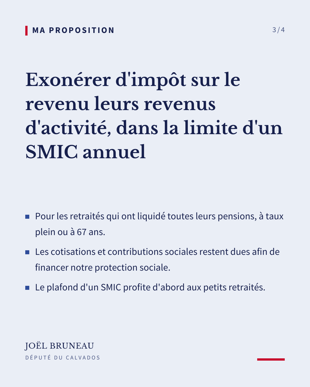 Ma proposition : exonérer d'impôt sur le revenu leurs revenus d'activité, dans la limite d'un SMIC annuel.