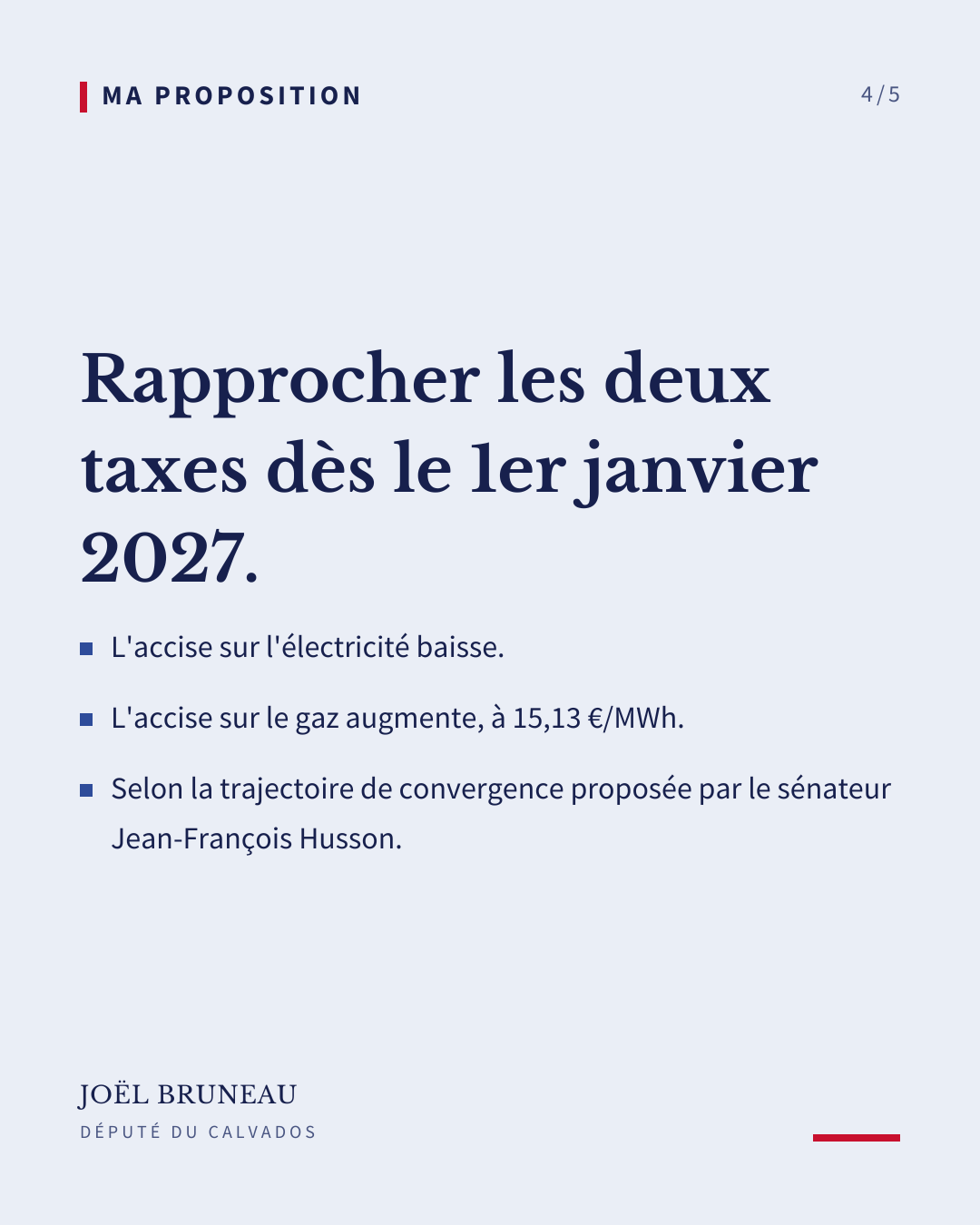 Ma proposition : rapprocher les deux taxes dès le 1er janvier 2027.